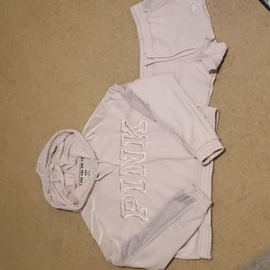 Victoria's Secret Pink Velvet Sweatshirt & Shorts Set